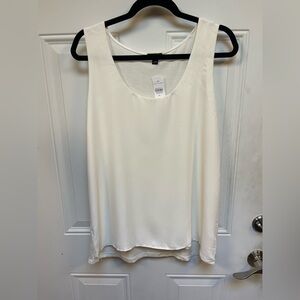 Ann Taylor Mixed Media White Cream Tank Top XL NWT